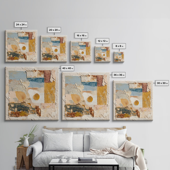 Organic Shape Collage Framed Canvas Print, Boho Art, Printable, Living Room Decor, Abstract Art, Bohemian, Abstract Wall Art, BOH-1x1-96