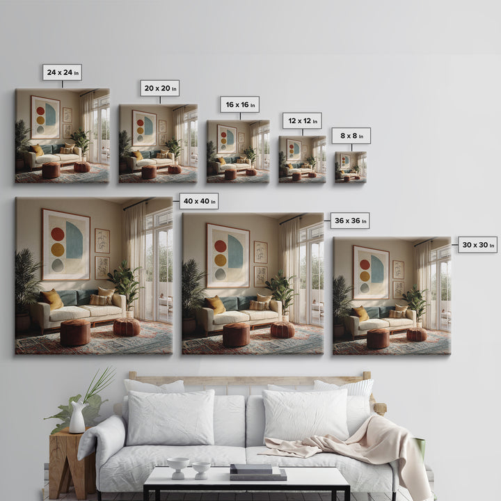 Moon Phases Above Botanical Silhouettes Canvas Print, Boho Art, Home Decor, Living Room Decor, Fine Art, Bohemian, Artwork, BOH-1x1-98