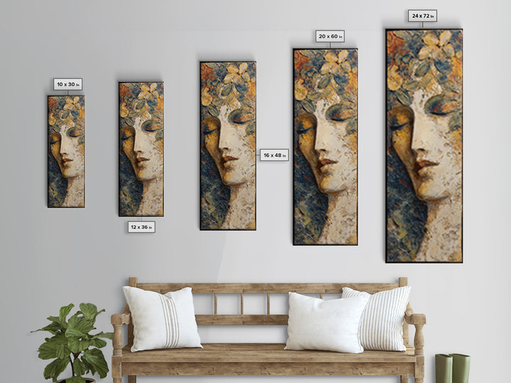 Abstract Female Face Canvas Print, Boho Art, Mid Century Modern, Living Room Decor, Fine Art, Bohemian, Boho Wall Art, BOH-1x3-16