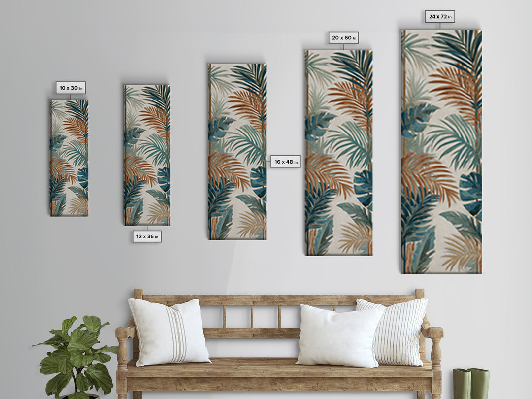 Terracotta Palm Leaves Canvas Print, Boho Art, Printable Wall Art, Living Room Decor, Fine Art, Bohemian, Abstract Wall Art, BOH-1x3-17