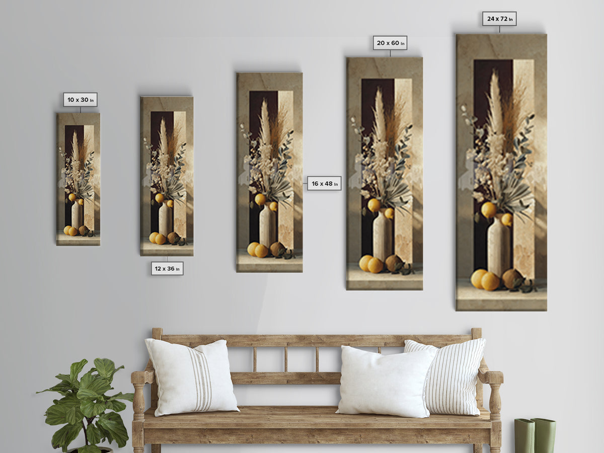 Bohemian Vase with Dried Pampas Grass Canvas Print, Boho Art, Art, Living Room Decor, Watercolor Art, Bohemian, Wallart, BOH-1x3-21