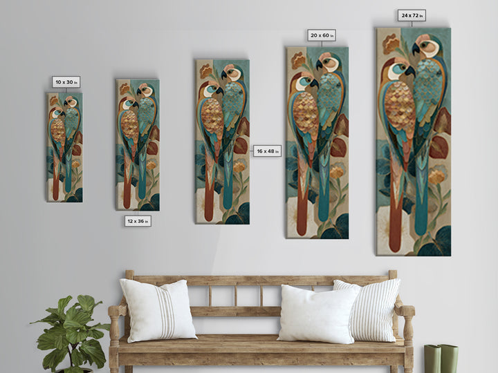 Boho Bird Pair Canvas Print, Boho Art, Artwork, Living Room Decor, Fine Art, Bohemian, Boho Decor, Living Room Wall Art, BOH-1x3-32