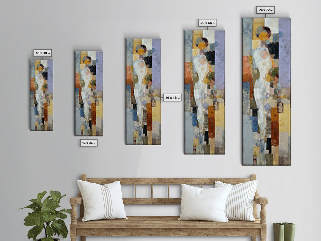 Organic Shape Collage Framed Canvas Print, Boho Art, Wallart, Living Room Decor, Abstract Art, Bohemian, Living Room Wall Art, BOH-1x3-36