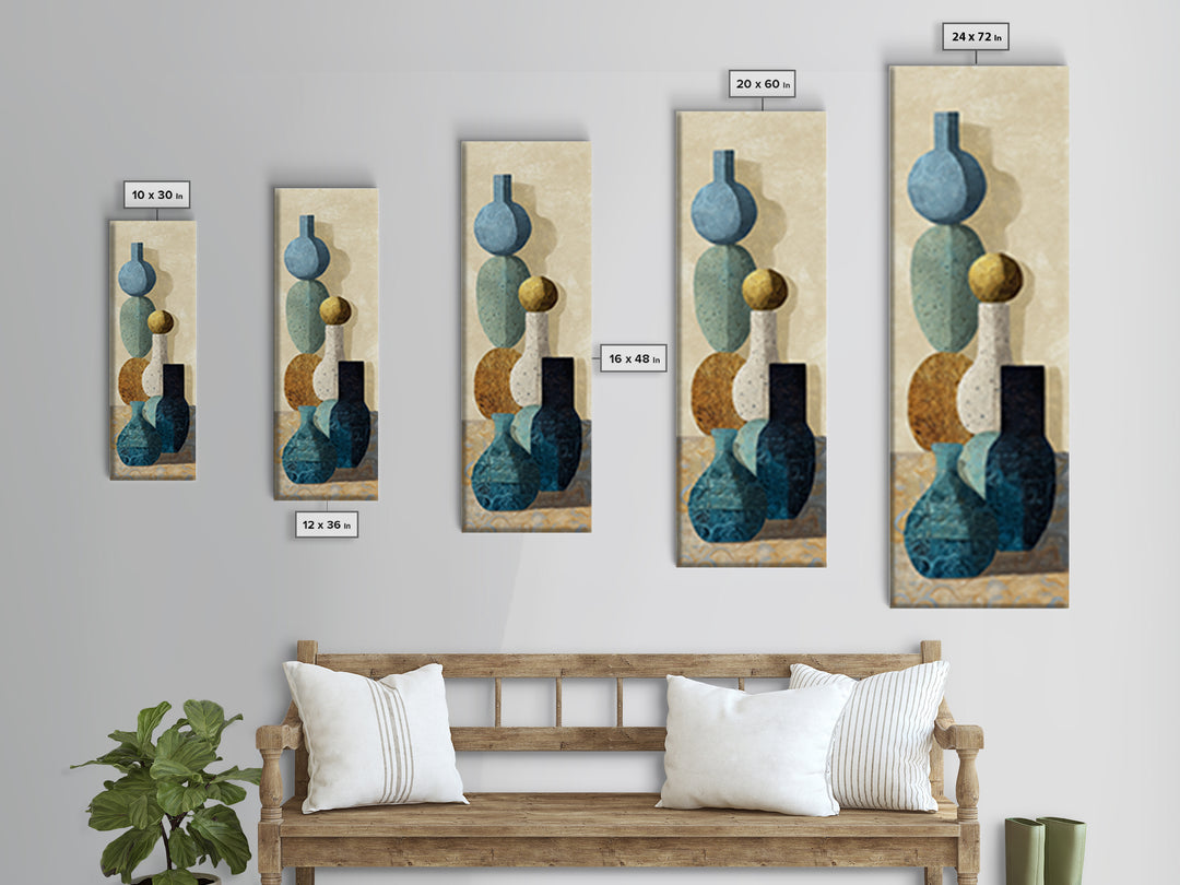 Abstract Clay Shapes Framed Canvas Print, Boho Art, Digital Art, Living Room Decor, Fine Art, Bohemian, Printable Art, BOH-1x3-4