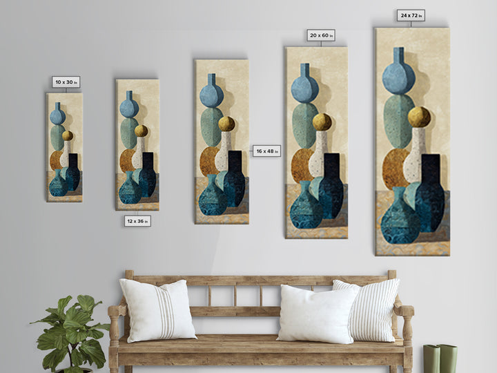 Abstract Clay Shapes Framed Canvas Print, Boho Art, Digital Art, Living Room Decor, Fine Art, Bohemian, Printable Art, BOH-1x3-4
