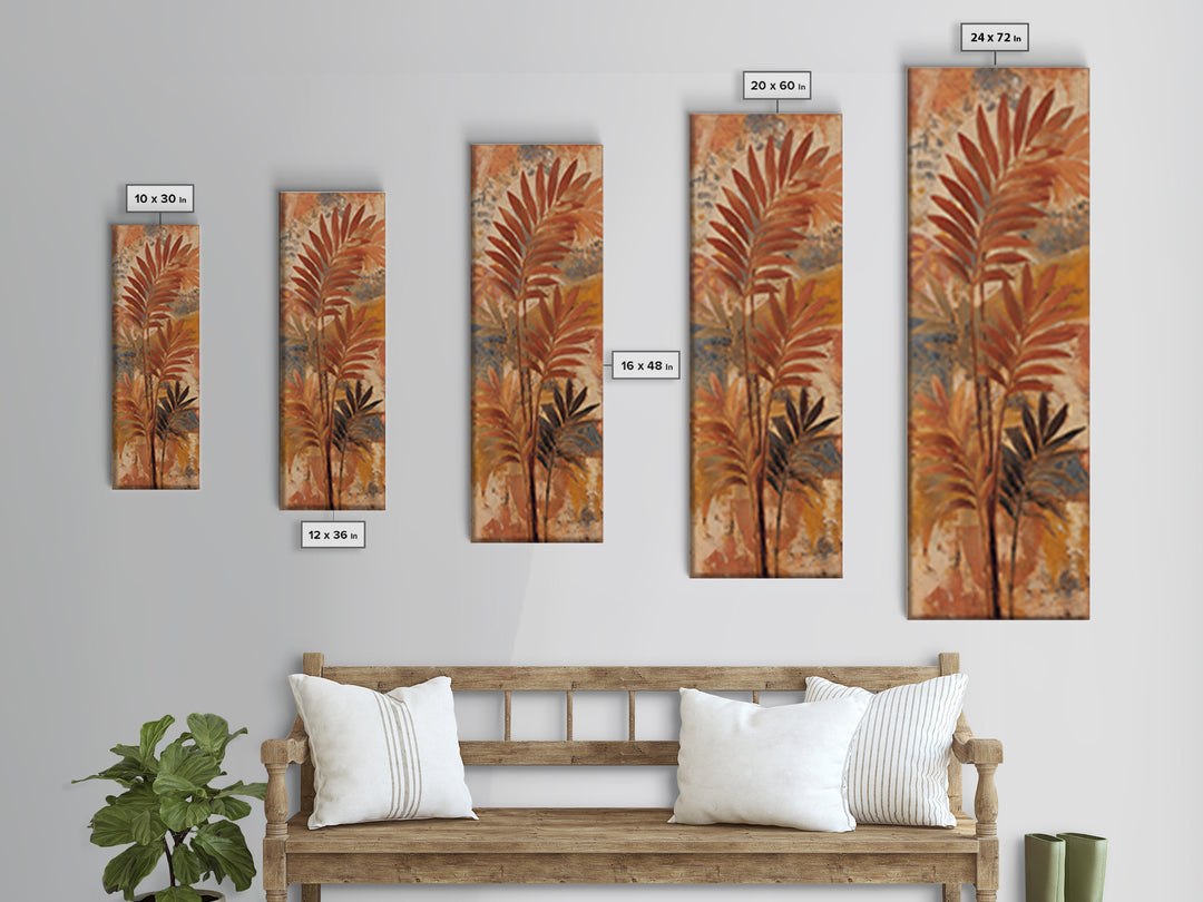 Terracotta Palm Leaves Canvas Print, Boho Art, Neutral Decor, Living Room Decor, Fine Art, Bohemian, Wall Decor, Prints, BOH-1x3-41