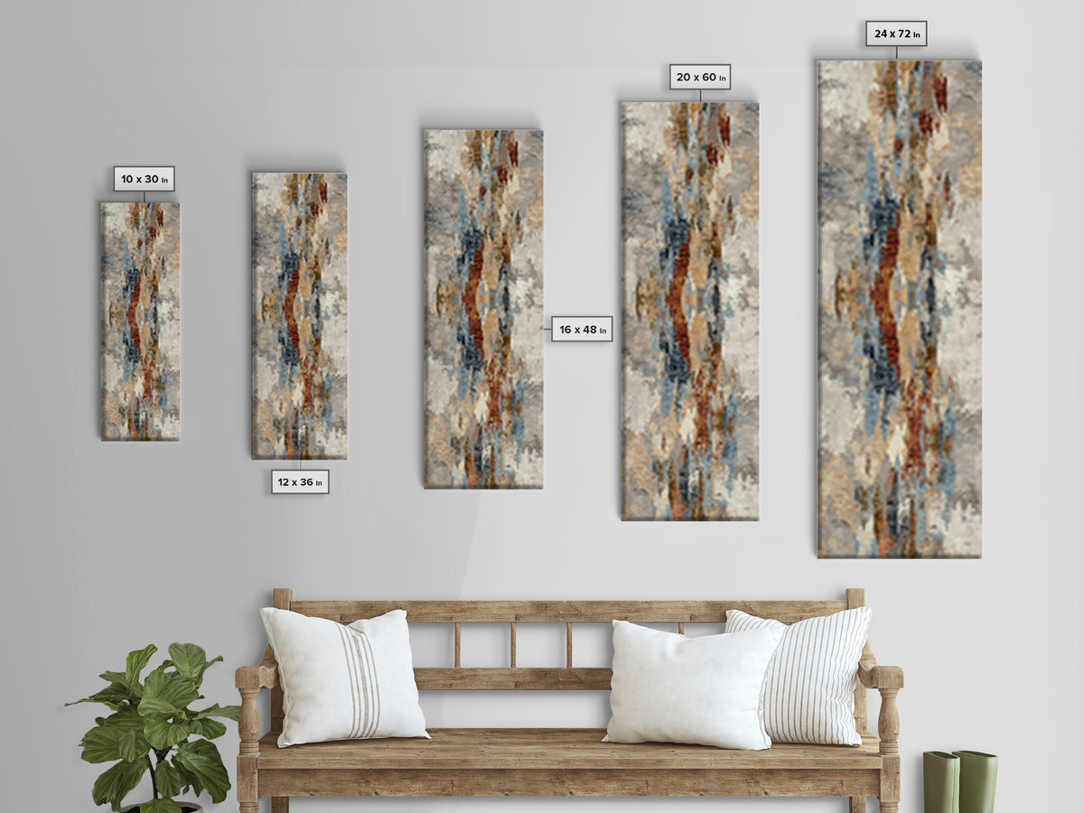 Tribal Neutral Pattern Framed Canvas Print, Boho Art, Textured Painting, Living Room Decor, Fine Art, Bohemian, BOH-1x3-50
