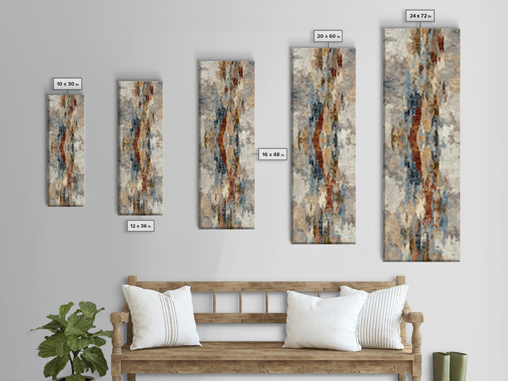 Tribal Neutral Pattern Framed Canvas Print, Boho Art, Textured Painting, Living Room Decor, Fine Art, Bohemian, BOH-1x3-50