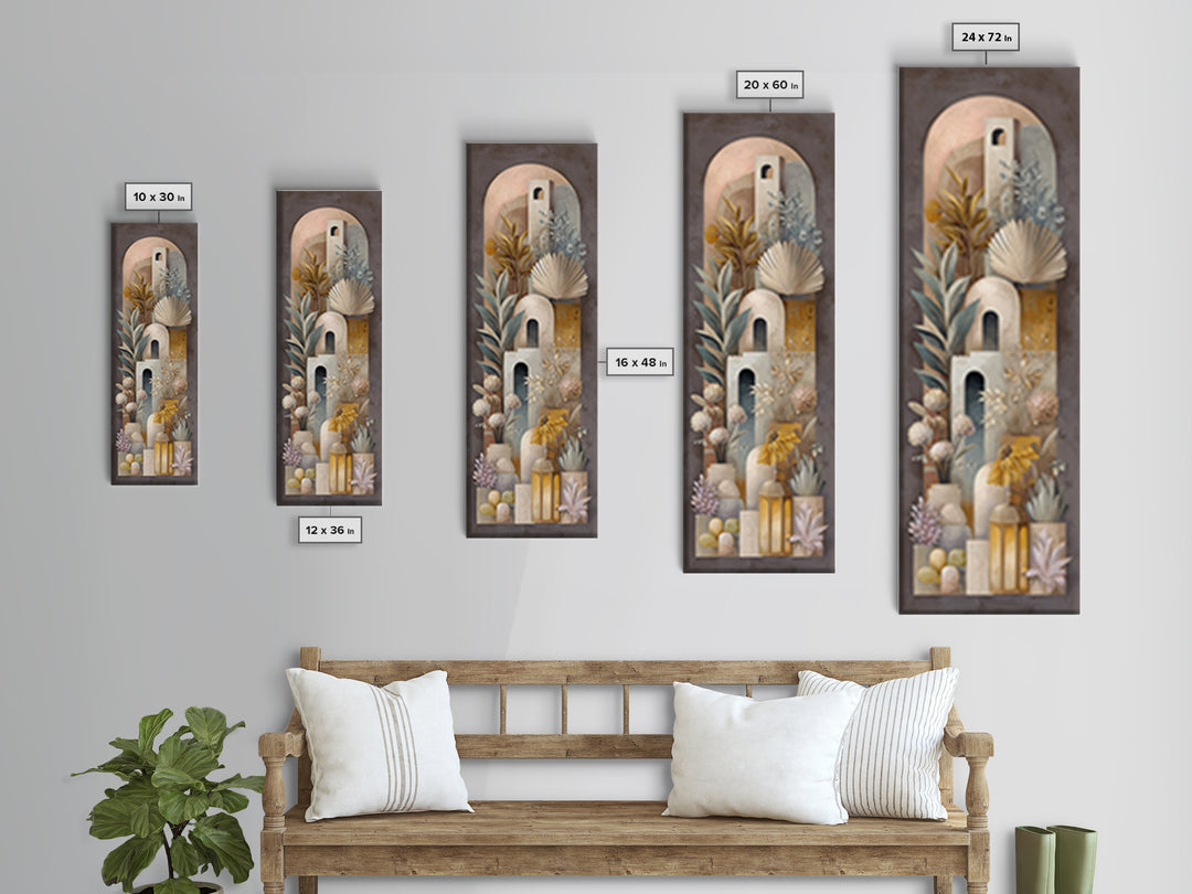 Hand Painted Moroccan Arch Canvas Print, Boho Art, Neutral Decor, Living Room Decor, Oil Painting, Bohemian, Wall Decor, BOH-1x3-55