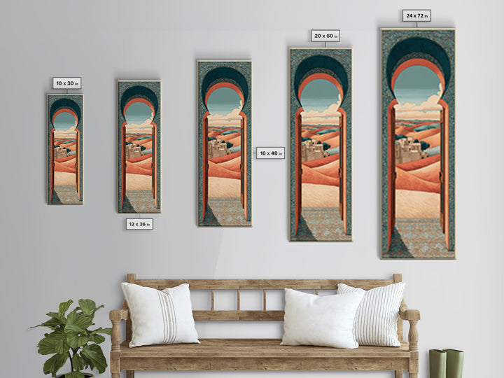 Sunrise over Rolling Dunes in Muted Peach Canvas Print, Boho Art, Art Prints, Living Room Decor, Abstract Art, Bohemian, BOH-1x3-57