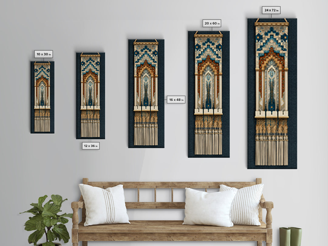 Macrame Geometric Fringe Pattern Canvas Print, Boho Art, Minimalist Decor, Living Room Decor, Abstract Art, Bohemian, BOH-1x3-67