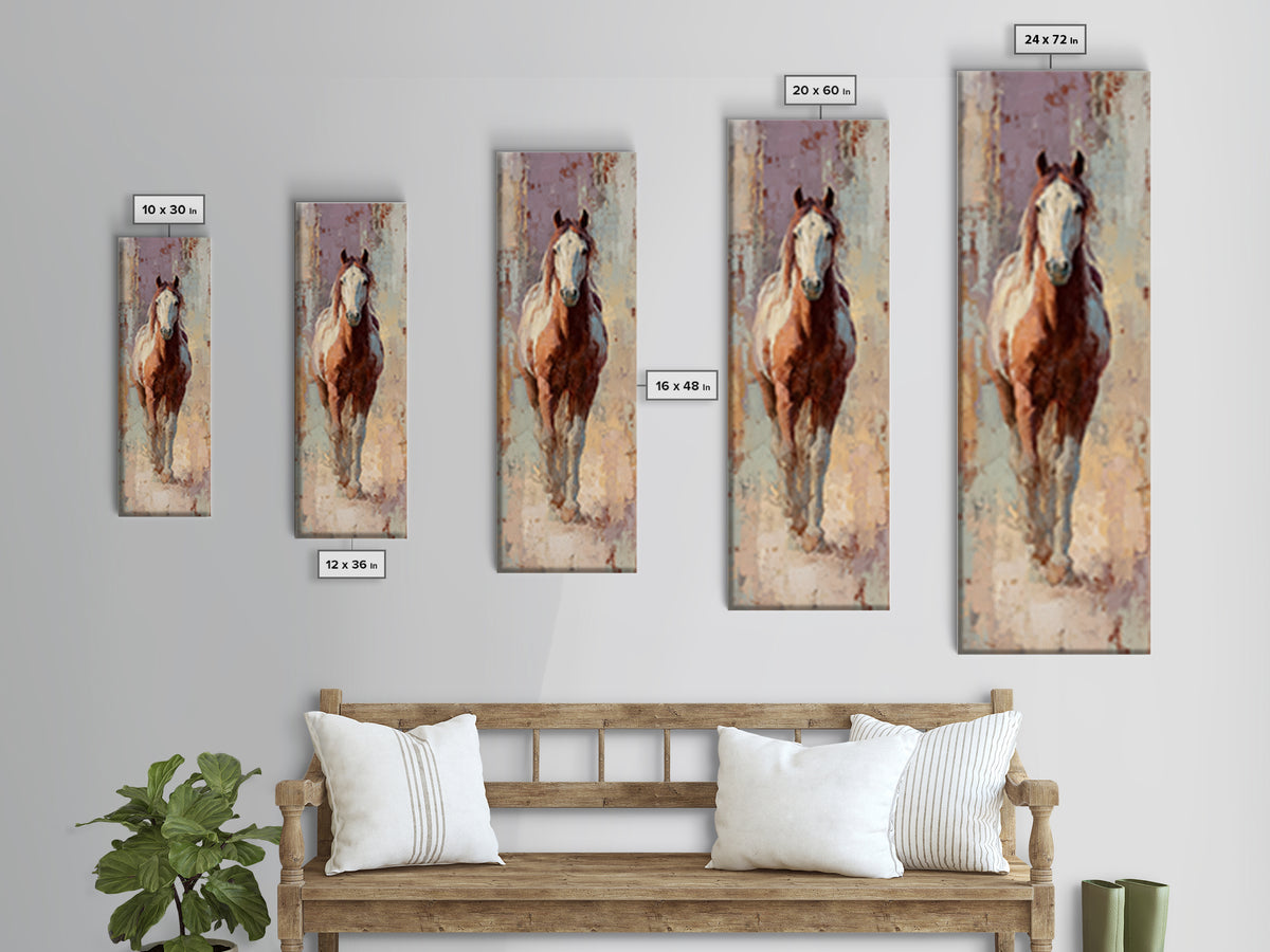 Wild Horse in Dusty Golden Light Canvas Print, Boho Art, Wall Print, Living Room Decor, Fine Art, Bohemian, Minimalist Decor, BOH-1x3-68