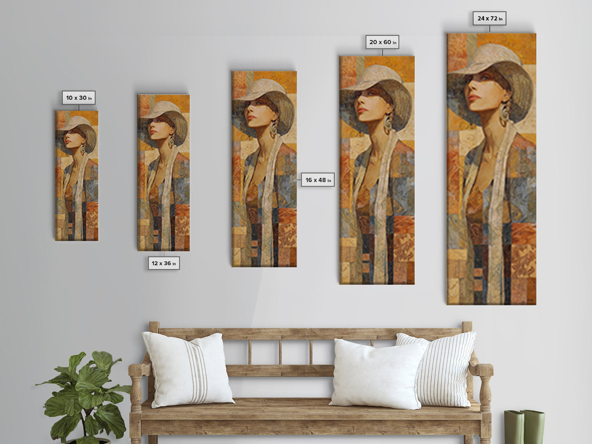 Desert Woman Portrait Framed Canvas Print, Boho Art, Wall Art, Living Room Decor, Fine Art, Bohemian, Art Deco, Artwork, BOH-1x3-75