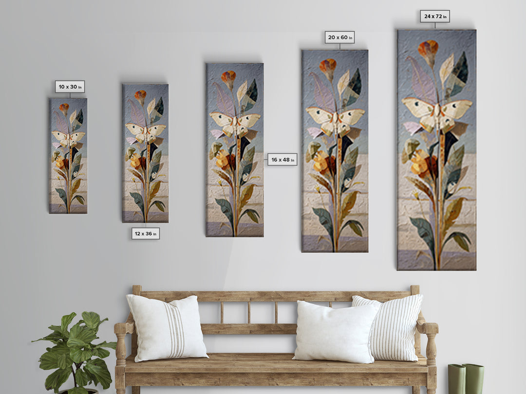 Golden Moth with Moon and Stars Canvas Print, Boho Art, Mid Century Modern, Living Room Decor, Bohemian, Boho Wall Art, BOH-1x3-77