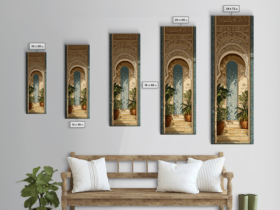 Hand Painted Moroccan Arch Framed Canvas Print, Boho Art, Room Decor, Living Room Decor, Fine Art, Bohemian, Printable, BOH-1x3-79
