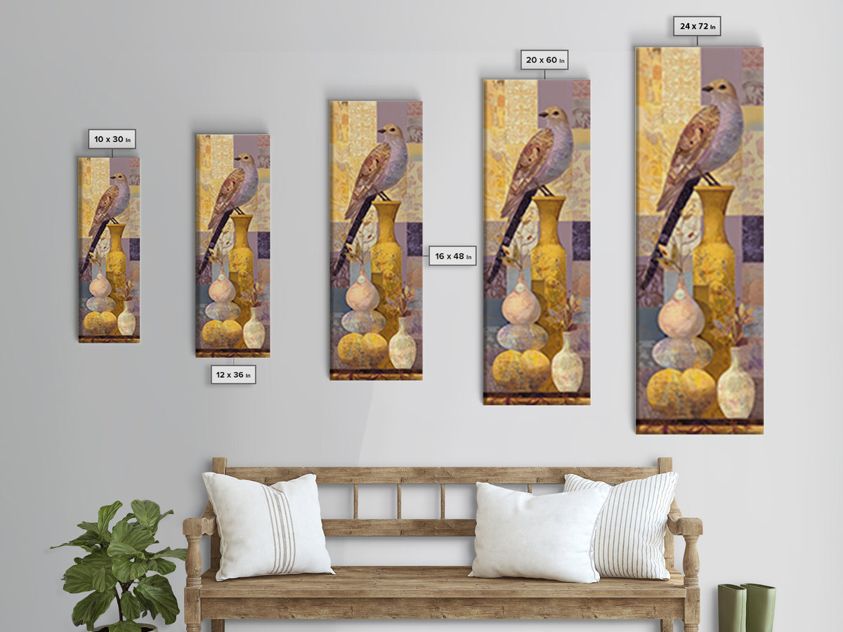 Boho Bird Pair Framed Canvas Print, Boho Art, Printable, Living Room Decor, Bohemian, Abstract Wall Art, Boho Wall Art, BOH-1x3-8
