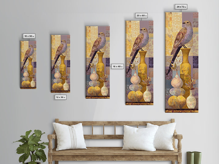 Boho Bird Pair Framed Canvas Print, Boho Art, Printable, Living Room Decor, Bohemian, Abstract Wall Art, Boho Wall Art, BOH-1x3-8