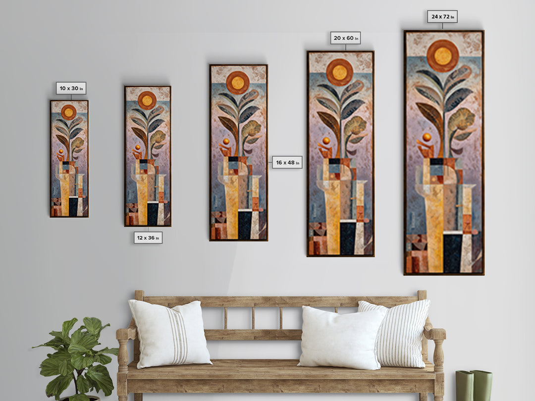 Mystic Hand Holding a Tiny Sun Canvas Print, Boho Art, Art Print, Living Room Decor, Oil Painting, Bohemian, Digital Print, BOH-1x3-90