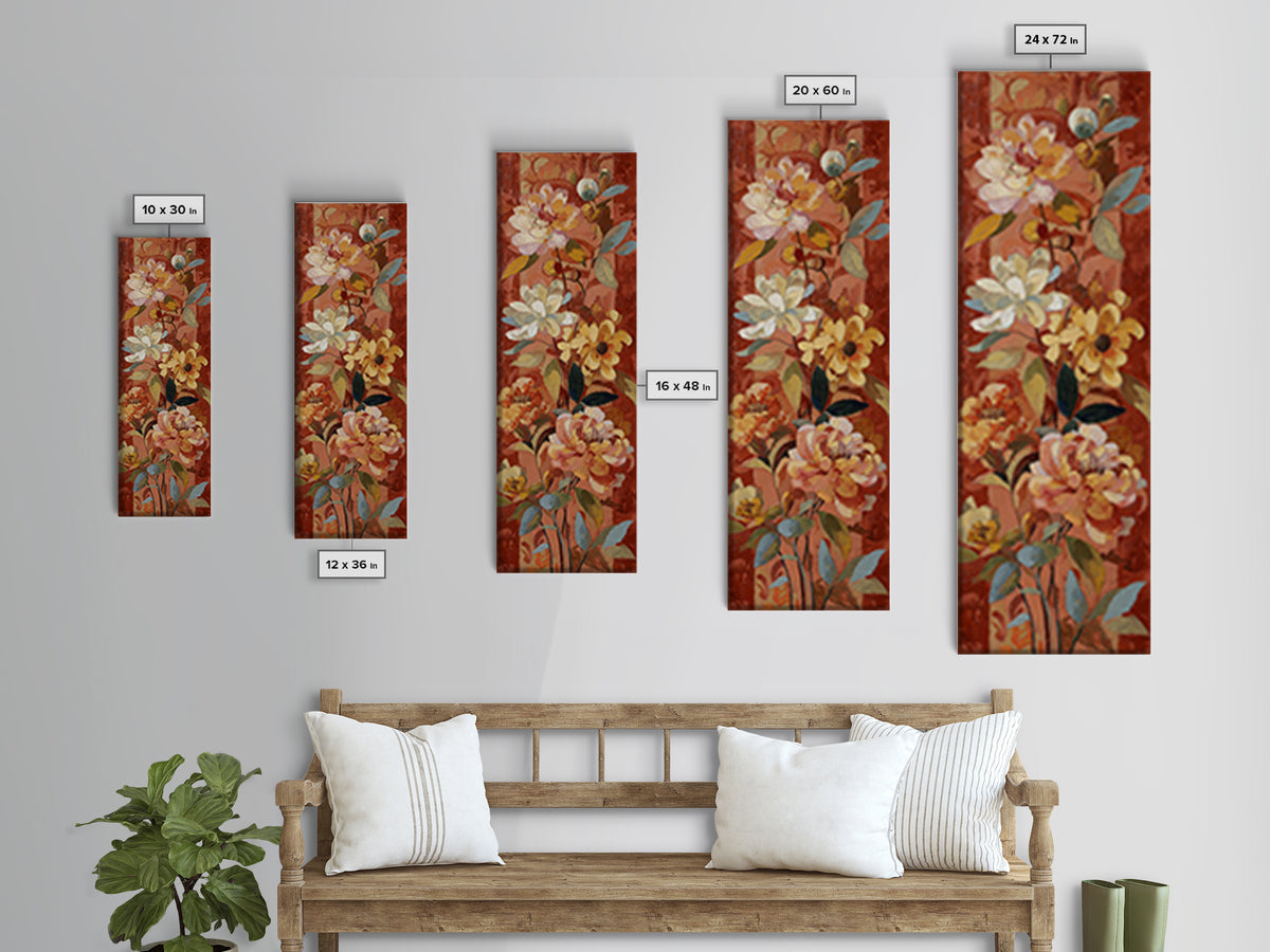 Burnt Orange Floral Field at Sunset Canvas Print, Boho Art, Home Decor, Living Room Decor, Fine Art, Bohemian, Artwork, BOH-1x3-97