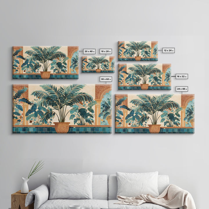 Terracotta Palm Leaves Framed Canvas Print, Boho Art, Wallart, Living Room Decor, Fine Art, Bohemian, Living Room Wall Art, BOH-2x1-1