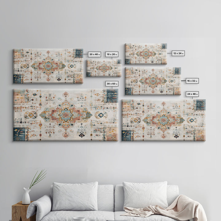 Tribal Neutral Pattern Framed Canvas Print, Boho Art, Prints, Living Room Decor, Fine Art, Bohemian, Abstract Art, Canvas Art, BOH-2x1-10