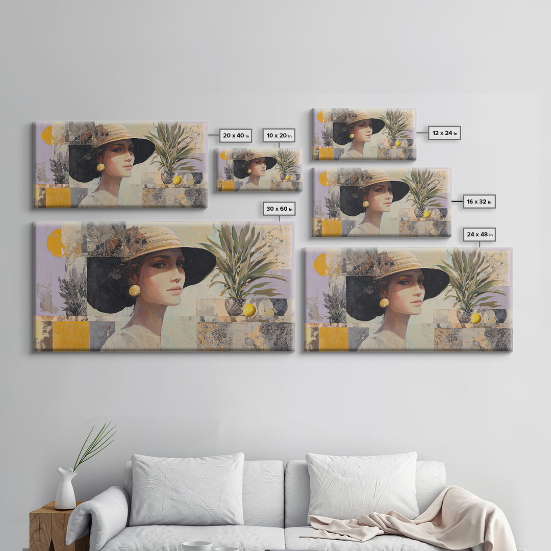 Desert Woman Portrait Framed Canvas Print, Boho Art, Boho Wall Art, Living Room Decor, Fine Art, Bohemian, Statement Artwork, BOH-2x1-11