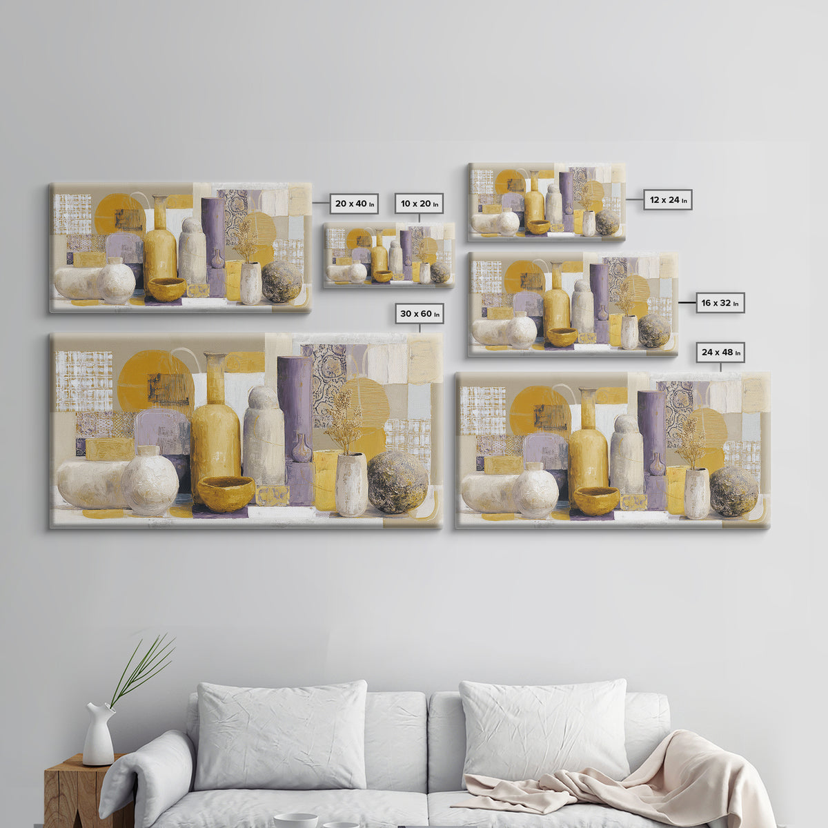 Organic Shape Collage Framed Canvas Print, Boho Art, Statement Artwork, Living Room Decor, Abstract Art, Bohemian, Art Prints, BOH-2x1-20