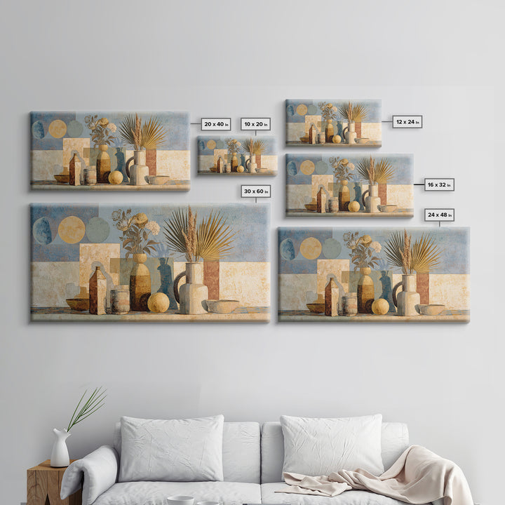 Moon Phases Above Botanical Silhouettes Canvas Print, Boho Art, Home Decor, Living Room Decor, Fine Art, Bohemian, Artwork, BOH-2x1-22