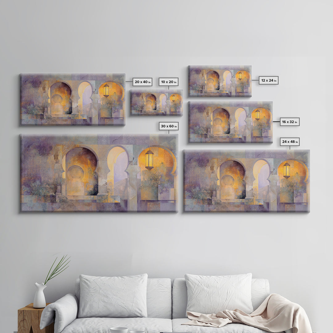 Hand Painted Moroccan Arch Canvas Print, Boho Art, Mid Century Modern, Living Room Decor, Oil Painting, Bohemian, Boho Wall Art, BOH-2x1-39