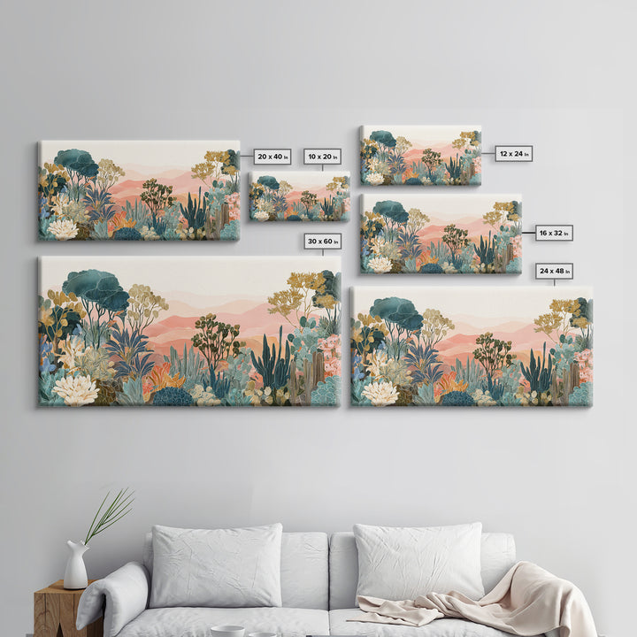 Sunrise over Rolling Dunes in Muted Peach Canvas Print, Boho Art, Art Deco, Living Room Decor, Bohemian, Modern Wall Art, BOH-2x1-41