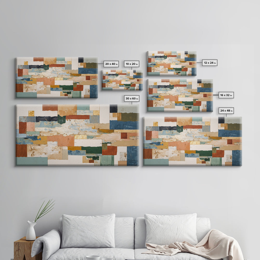 Organic Shape Collage Canvas Print, Boho Art, Minimalist Decor, Living Room Decor, Fine Art, Bohemian, Digital Wall Art, BOH-2x1-44