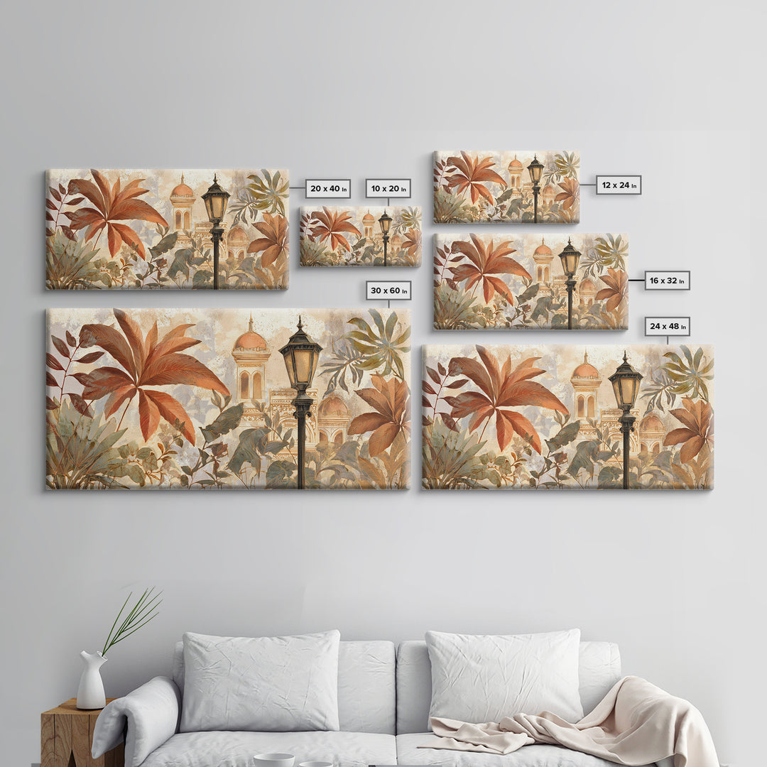 Terracotta Palm Leaves Canvas Print, Boho Art, Living Room Decor, Bohemian, Modern Decor, Fine Art Print, Statement Artwork, BOH-2x1-49