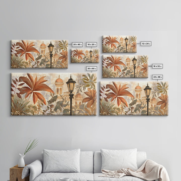 Terracotta Palm Leaves Canvas Print, Boho Art, Living Room Decor, Bohemian, Modern Decor, Fine Art Print, Statement Artwork, BOH-2x1-49