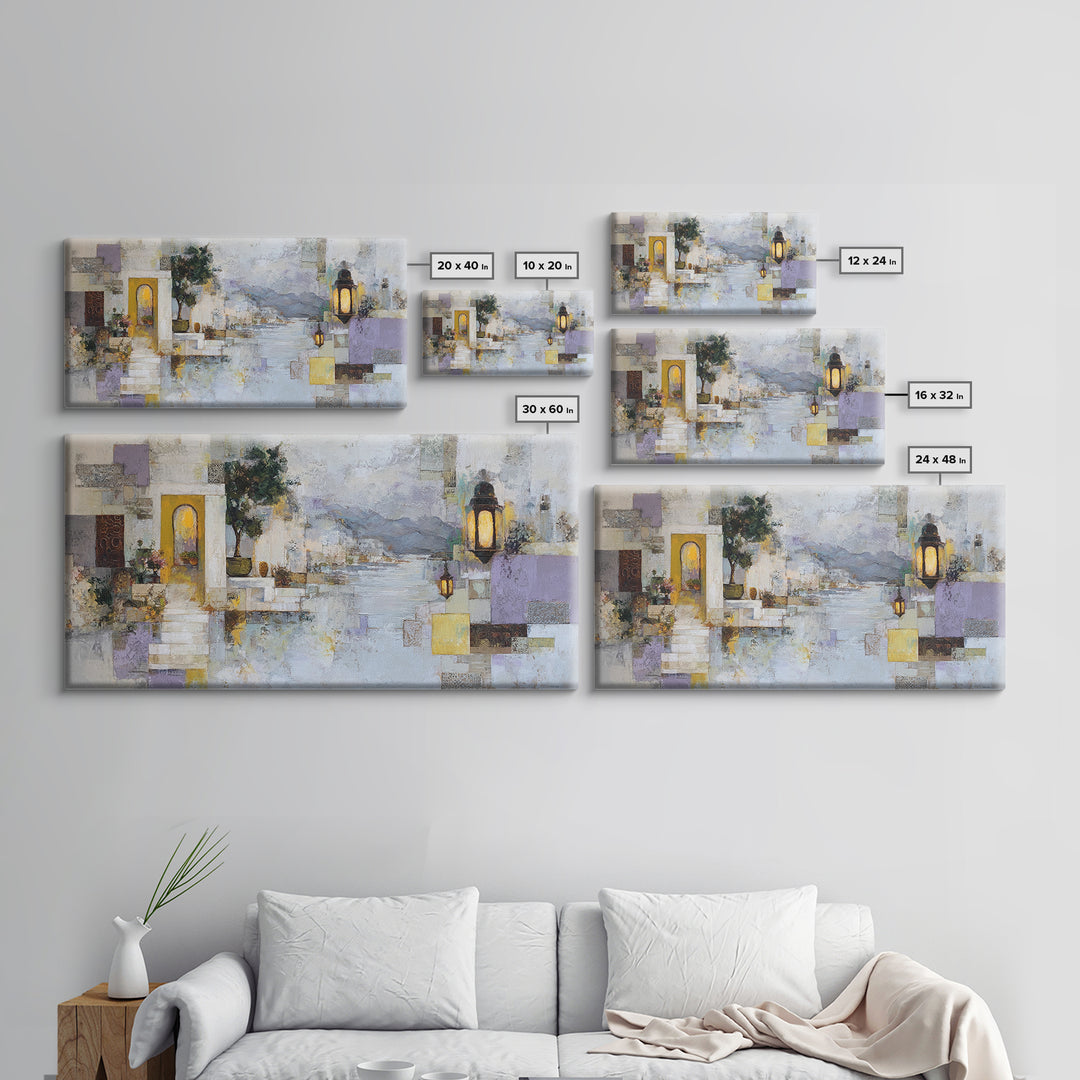 Earth Tone Mountain and River Abstraction Framed Canvas Print, Boho Art, Printable Art, Living Room Decor, Fine Art, Bohemian, BOH-2x1-55