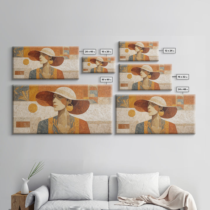 Desert Woman Portrait Framed Canvas Print, Boho Art, Boho Decor, Living Room Decor, Fine Art, Bohemian, Textured Painting, BOH-2x1-59