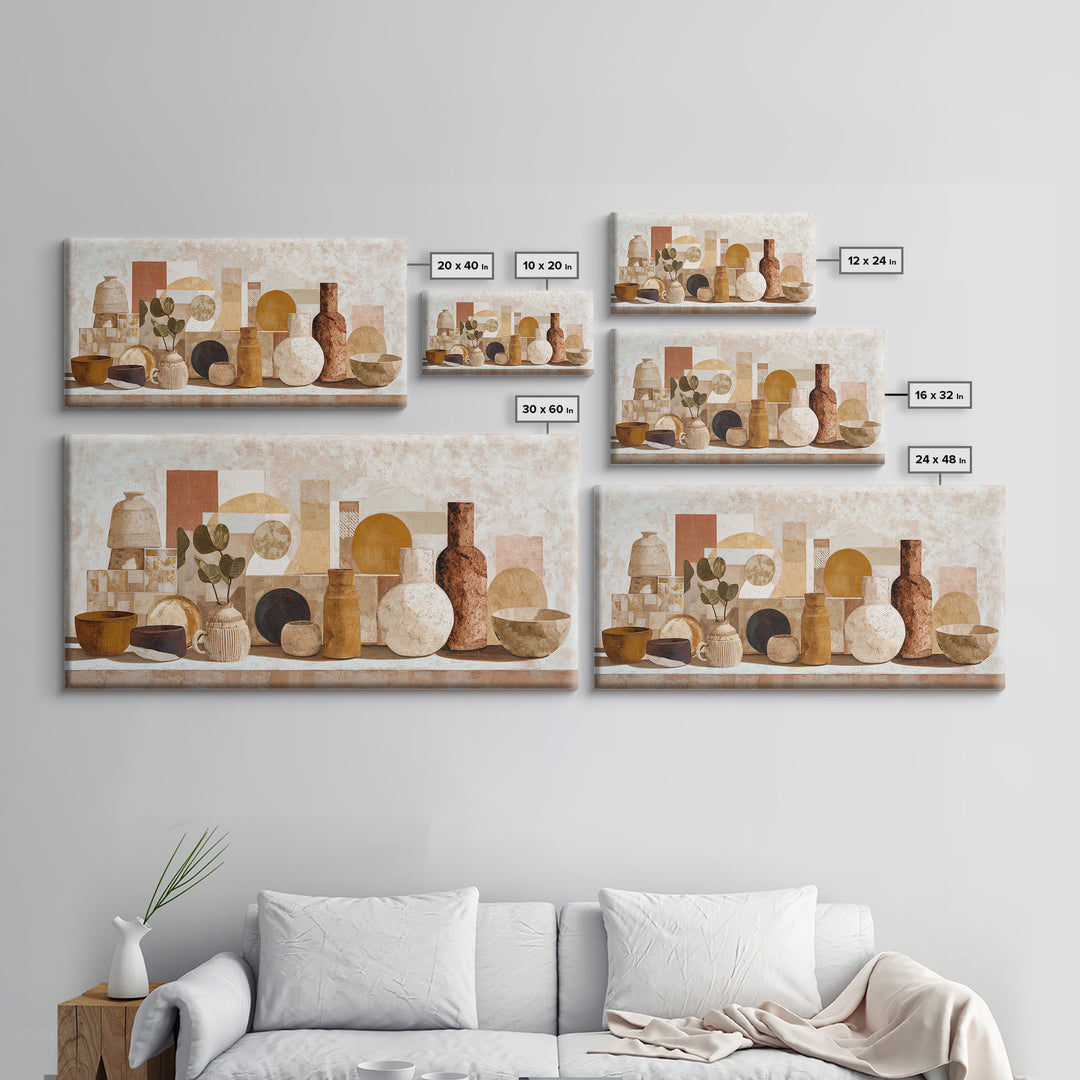 Organic Shape Collage Canvas Print, Boho Art, Mid Century Modern, Living Room Decor, Abstract Art, Bohemian, Boho Wall Art, BOH-2x1-68