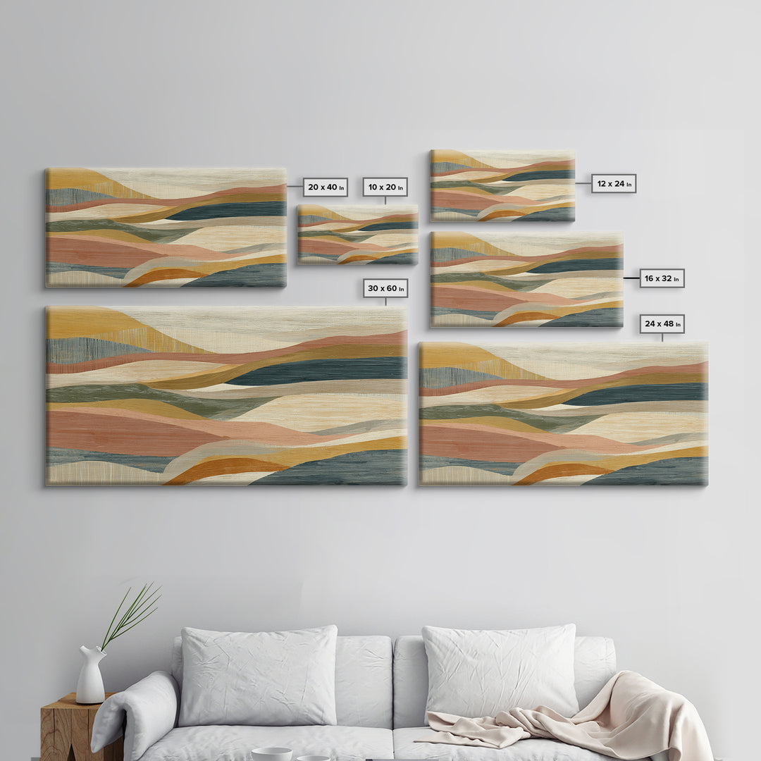Desert Sun with Cactus and Warm Clay Canvas Print, Boho Art, Modern Wall Art, Living Room Decor, Fine Art, Bohemian, BOH-2x1-69