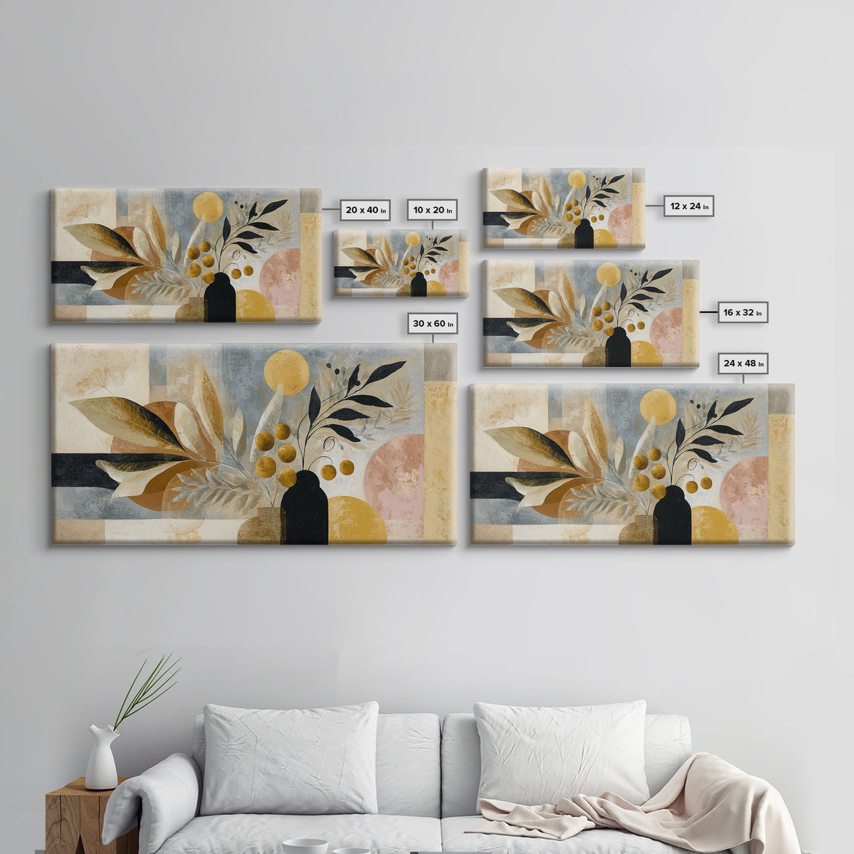 Minimal Black Line Figure Framed Canvas Print, Boho Art, Living Room Decor, Oil Painting, Bohemian, Gallery Decor, BOH-2x1-80