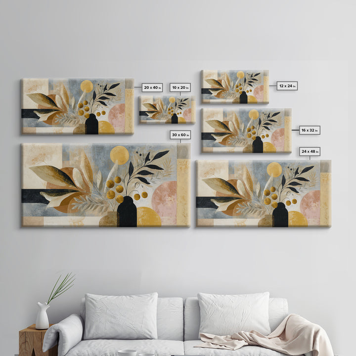 Minimal Black Line Figure Framed Canvas Print, Boho Art, Living Room Decor, Oil Painting, Bohemian, Gallery Decor, BOH-2x1-80