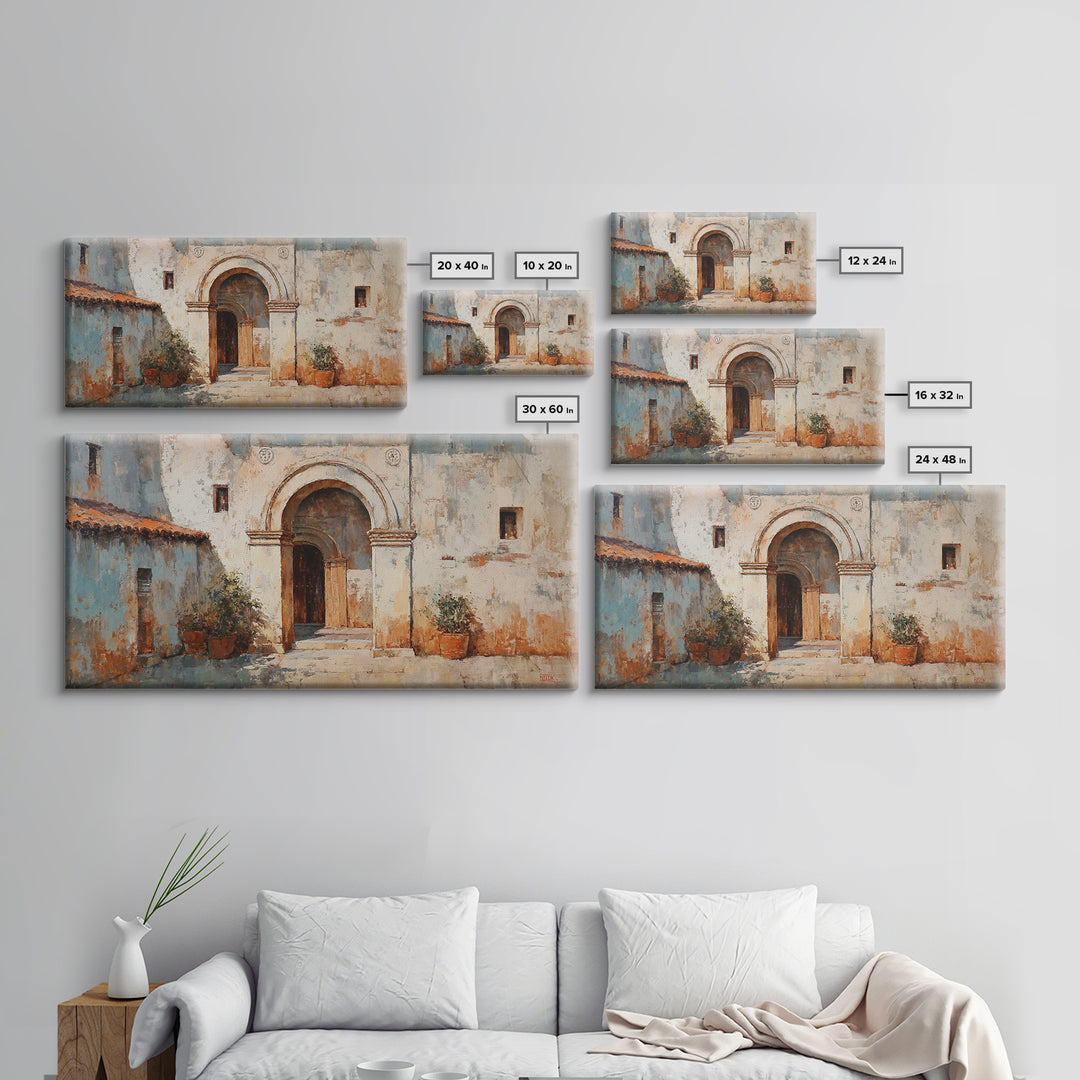 Hand Painted Moroccan Arch Framed Canvas Print, Boho Art, Living Room Wall Art, Living Room Decor, Fine Art, Bohemian, BOH-2x1-87