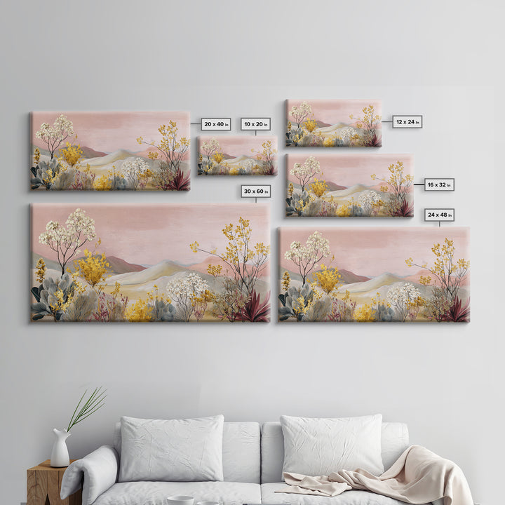 Sunrise over Rolling Dunes in Muted Peach Canvas Print, Boho Art, Wall Art Print, Living Room Decor, Fine Art, Bohemian, BOH-2x1-89
