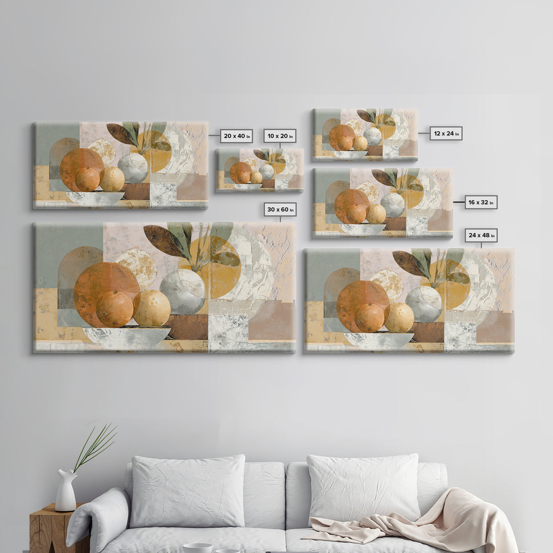 Organic Shape Collage Framed Canvas Print, Boho Art, Art Nouveau, Living Room Decor, Abstract Art, Bohemian, Wall Print, BOH-2x1-92