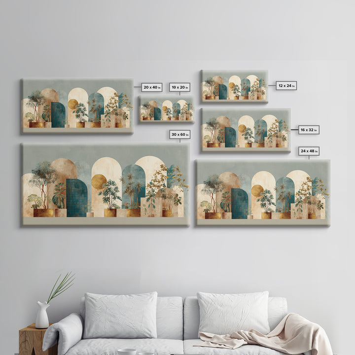 Neutral Rainbow Arches Framed Canvas Print, Boho Art, Statement Artwork, Living Room Decor, Fine Art, Bohemian, Art Prints, BOH-2x1-95