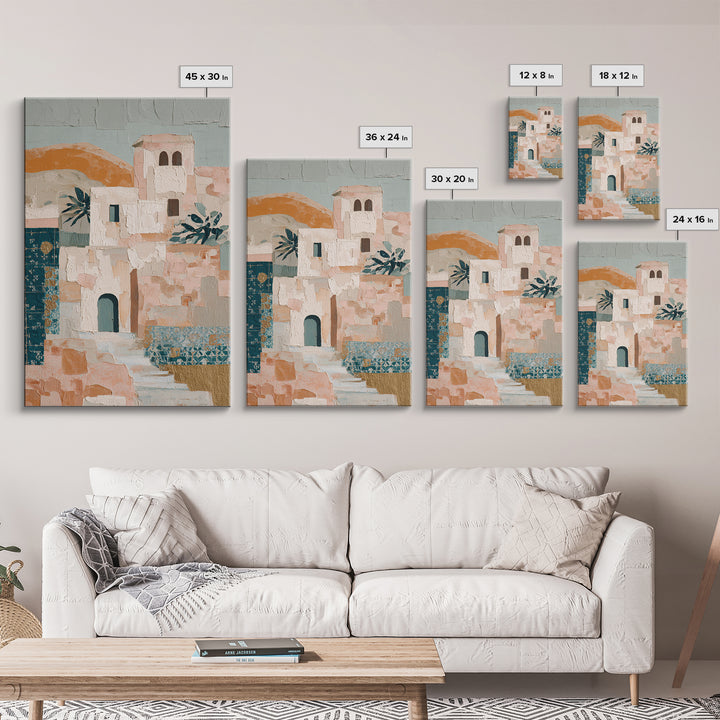 Sunrise over Rolling Dunes in Muted Peach Canvas Print, Boho Art, Abstract Art, Living Room Decor, Watercolor Art, Bohemian, BOH-2x3-29
