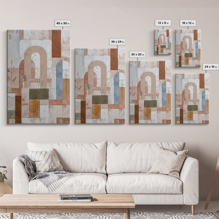 Hand Painted Moroccan Arch Framed Canvas Print, Boho Art, Digital Art, Living Room Decor, Fine Art, Bohemian, Printable Art, BOH-2x3-3