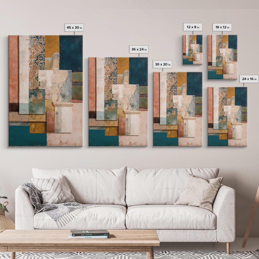Organic Shape Collage Canvas Print, Boho Art, Home Decor, Living Room Decor, Abstract Art, Bohemian, Artwork, Wallart, BOH-2x3-32