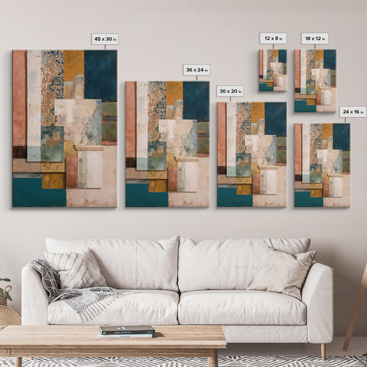 Organic Shape Collage Canvas Print, Boho Art, Home Decor, Living Room Decor, Abstract Art, Bohemian, Artwork, Wallart, BOH-2x3-32