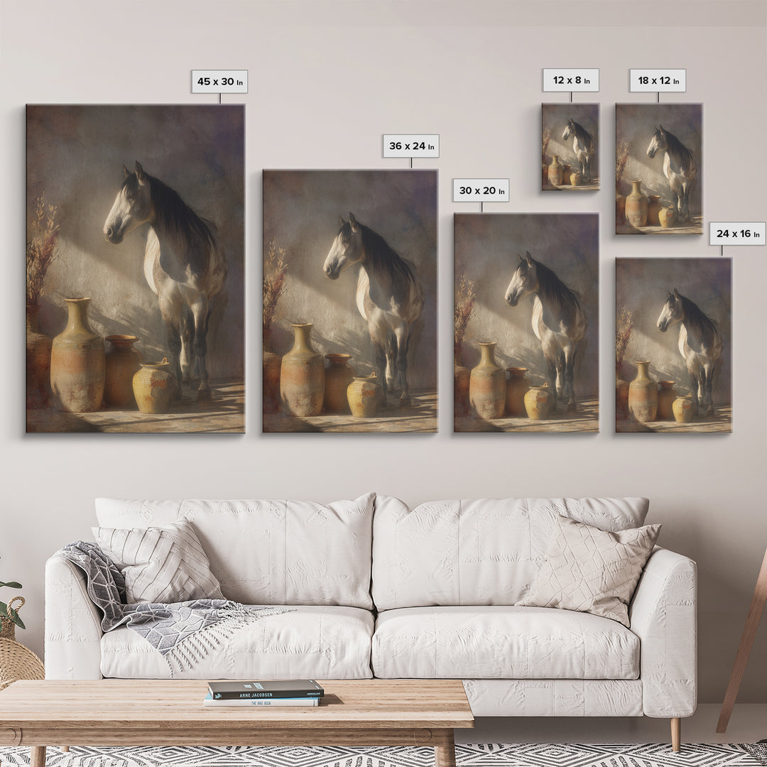 Wild Horse in Dusty Golden Light Canvas Print, Boho Art, Printable Wall Art, Living Room Decor, Bohemian, Abstract Wall Art, BOH-2x3-40