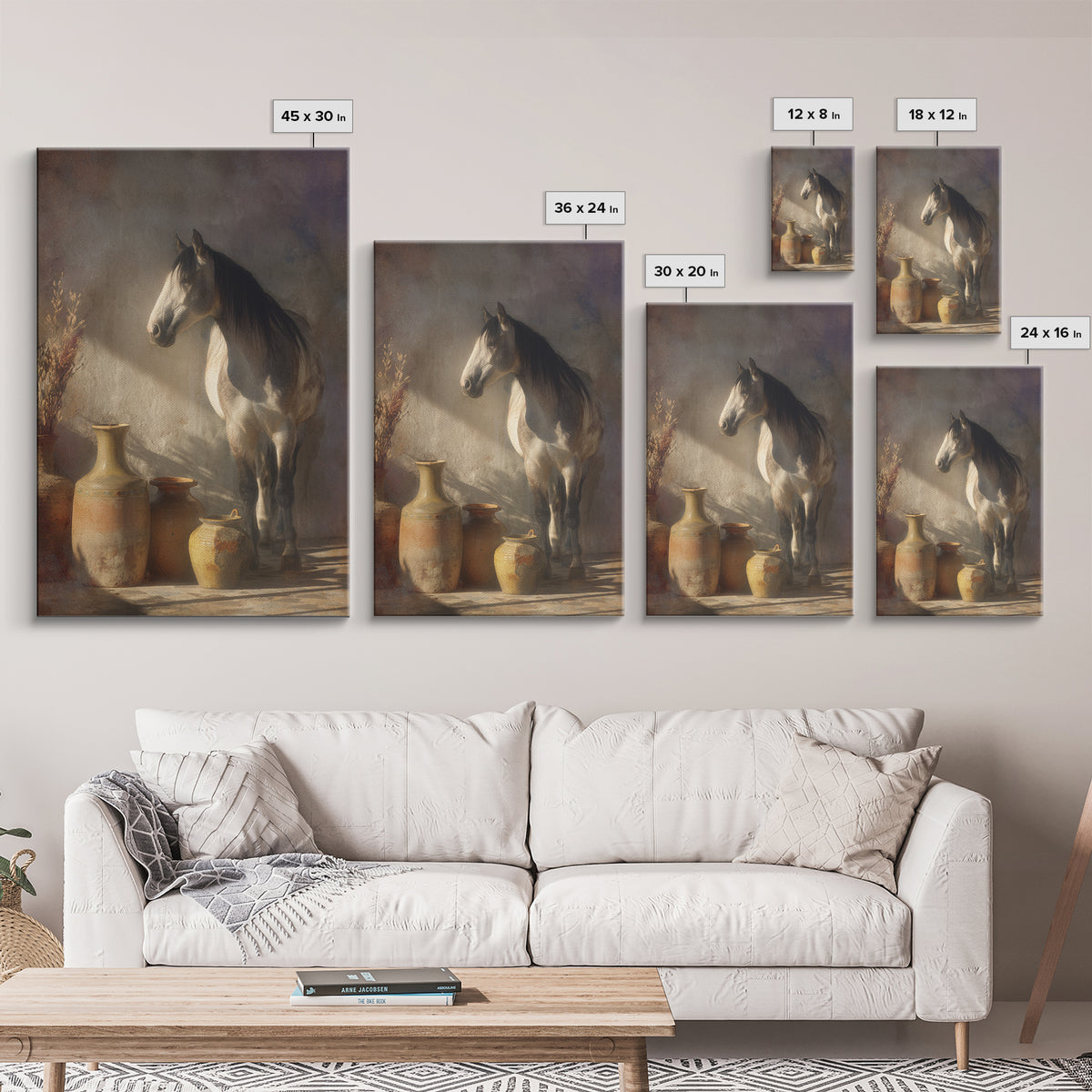 Wild Horse in Dusty Golden Light Canvas Print, Boho Art, Printable Wall Art, Living Room Decor, Bohemian, Abstract Wall Art, BOH-2x3-40