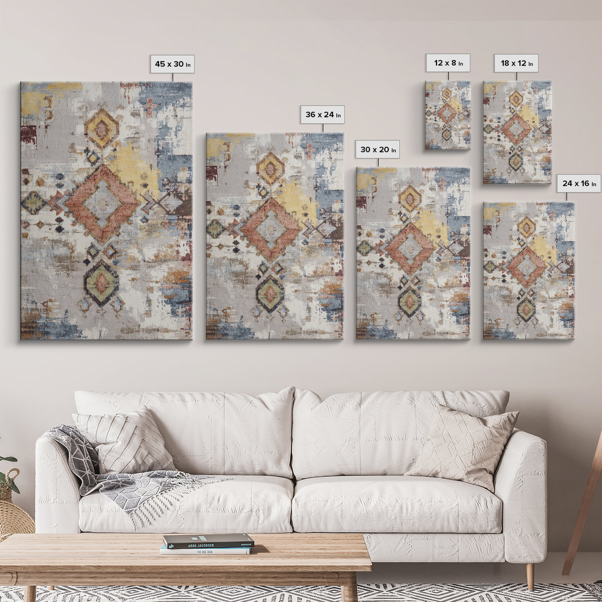 Tribal Neutral Pattern Framed Canvas Print, Boho Art, Printable, Living Room Decor, Fine Art, Bohemian, Abstract Wall Art, BOH-2x3-46